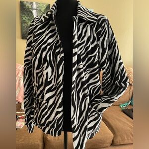 Vintage Tan Jay zebra print blazer - sz 10 open front with front pockets